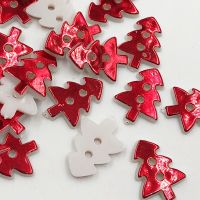 50PCS 17x13MM Red Christmas Tree 2 Holes Plastic Buttons Childrens Apparel Sewing Accessories DIY Scrapbooking Crafts PH335 Haberdashery