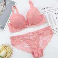 2023 Korean New Sexy High Quality Bras Set Lace Floral Push Up Underwear Beige Black Blue Pink Red White Plus Size Lingerie