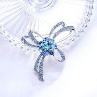 Blue Rhinestone Bowknot Beautiful Brooch Vintage Women 39;s Brooches Pins Corsage Pins Gift Femme