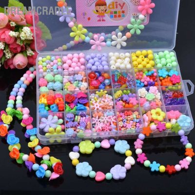 DreamCradle 9pcs Set Kids Jewelry Bracelet Making Beads Kit Puzzle Educational DIY Toys with 24 Grids for Girls