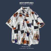 DMเสื้อบุรุษแขนสั้นลายดอกไม้,เสื้อGrandadมีกระดุมคอเสื้อลำลองสำหรับปาร์ตี้DM-47