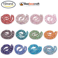 Beebeecraft 1 Strand Handmade ทรายทอง Lampwork ลูกปัด 8 มม./10 มม./12 มม. Strands ดอกไม้ด้านใน Faceted Rondelle Dodger สีฟ้า