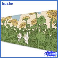 BUCHE บันนี่กระต่าย แผ่นรองเมาส์ น่ารักน่ารักๆ ลายดอกทานตะวัน แผ่นเขียน 27.5X11.8นิ้ว ใหญ่มากๆ แผ่นรองโต๊ะ ออฟฟิศสำหรับทำงาน