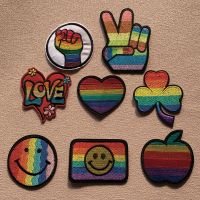Rainbow Smile Embroidered Patches For Clothing Thermoadhesive Patches On Clothes Colors Badge Patch Stripe Sew On Stickers