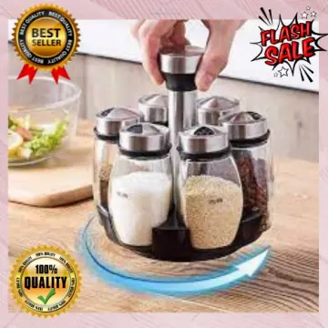 Kitchen Spice Rotating Cruet Condiment Shelf Seasoning Jars Set for Pepper  Sprays Bottles Salt Shakers Storage Rack Organizer