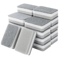 THLCF8 Heavy Duty Scrub Sponges,Dual-Sided Dishwashing Sponge for Kitchen,Multi-Use Deep Cleaning Scrub Sponge,Gray 20 Pcs