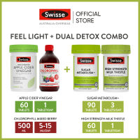 Swisse Wellness So Easy Feel Light &amp; Detox Combo Set (Apple Cider Vinegar, Chlorophyll, Sugar Metabolism, Milk Thistle)