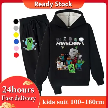 Kids Minecraft Hoodie Boys Girls Long Sleeve Tracksuit Set Sweatshirt Tops  Pants Outfits