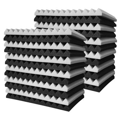 24 Pcs Acoustic Foam Board,Studio Wedge Tile,Acoustic Foam Soundproof Pyramid Studio Treatment Wall Panel 2.5X30X30cm