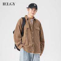 IELGY ญี่ปุ่นย้อนยุคผ้าลูกฟูกแจ็คเก็ตแขนยาวหลวมสำหรับผู้ชาย