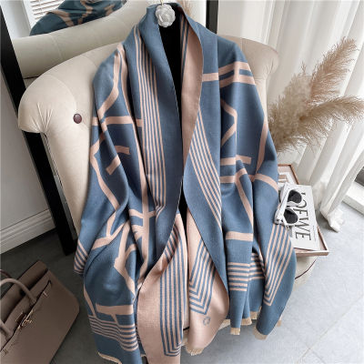 Solider Cashmere Scarf Hijab Women Print Double-sided Thick Warm Winter Blanket Female Luxury Brand Shawl And Wrap Bufanda 2021