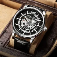 ---Fashion mens watch238814✔✇♝ Watch the Swiss business hollow out automatic mechanical watches men belt watch waterproof foreign trade new mens watch