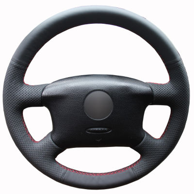 Black PU Faux Leather Hand-stitched Car Steering Wheel Cover for Volkswagen Passat B5 Golf 4 1996-2005 Seat Alhambra 2001-2009