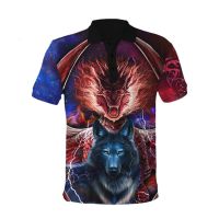 Casual short-sleeved polo shirt wolf print 3d summer fashion Street Style For Men Top