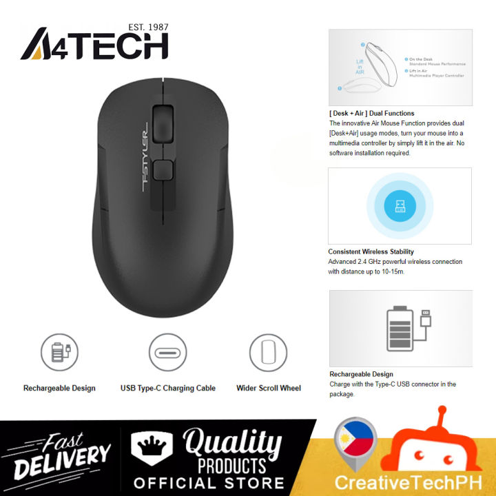 A4TECH FG16C Air / FG16CS Air Dual-Function Air Mouse Wireless Mouse ...