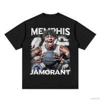 เสื้อยืดแขนสั้น คอกลม ทรงหลวม ลาย NBA Ja Morant Grizzly Fan สไตล์สตรีท สําหรับผู้ชาย และผู้หญิง มีสีดํา สีขาว