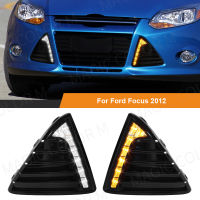 For Ford Focus 2012 2013 2014 2015 LED Daytime Running Light White DRL Yellow Turn Signal Driving Fog Lamp Car Accessories 12V