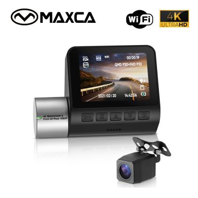 กล้องหน้าและหลังวิสัยทัศน์ตอนกลางคืน WDR กล้องประ Maxca G50 Wi-Fi Ultra HD 4K 2K เครื่องบันทึกวิดีโอการขับขี่หน้าและหลัง