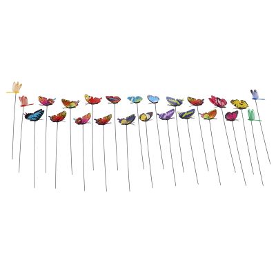 20 Pieces Garden Butterflies Stakes And 4 Pieces Dragonflies Stakes Garden Ornaments For Yard Patio Party Decorations, Totally 24 Pieces