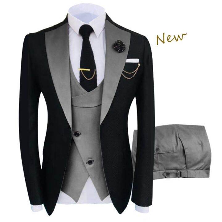 2023-มาใหม่-terno-masculino-slim-fit-blazers-ball-and-groom-suits-for-men-boutique-fashion-wedding-แจ็คเก็ต-เสื้อกั๊ก-กางเกง