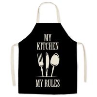 ♨ Creative Cartoon Tableware Pattern Apron Black Series Parent-child Sleeveless Apron Kitchen Cooking and Baking Accessories