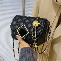 Net red Lingge small bag womens new winter casual womens bag retro shoulder bag all-match Messenger chain bag 【QYUE】