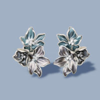 Classic Womens 925 Silver Earrings Elegant Flower Shape Earrings Handmade Enamel Jewelry Wedding Bridal Earrings