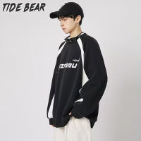 TIDE BEAR เสื้อสเวตเตอร์ลำลองสำหรับผู้ชาย,เสื้อสวมหัวเทรนด์ความเป็นชายเสื้อสเวตเชิ้ตแนวฮาราจูกุสไตล์ใหม่