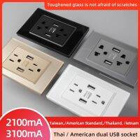 Herepow 118 Series Thailand American Standard Dual USB Wall Socket Smart Home Appliance Plug Adapter Type-c 3.1A Fast Charging Ratchets Sockets