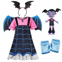 Halloween Maleficent Witch Vampire Girls Cosplay Costumes Disney Kids Carnival Evil Queen Lace Tutu Dresses Fantasia Ball Gown