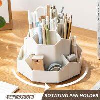 360° Rotating Pen Holder Desk Accessories Large Capacity Pencil Storage Box Desktop Organizer School Make Up Brush Holder W2466