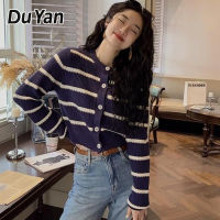 Du YAN ลายเสื้อคาร์ดิแกนแบบถักเสื้อกันหนาวแบบสั้น