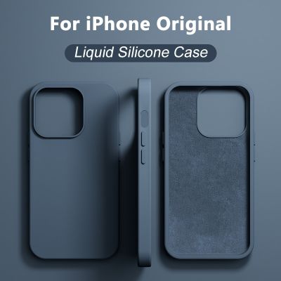 Original Liquid Silicone Case For iPhone 13 11 12 14 Pro Max Mini Shockproof Cover For iPhone 14 7 8 Plus XS XR X SE Phone Cases