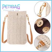 PETIBAG ผู้หญิงผู้หญิง หวาย เล็กไปหน่อย ชายหาดโบฮีเมียฤดูร้อน กระเป๋าสะพายไหล่ กระเป๋าใส่โทรศัพท์มือถือ กระเป๋าใส่เหรียญ กระเป๋าสานฟาง