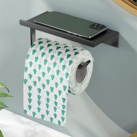 Aluminum Toilet Paper Holder Shelf With Tray Kitchen Wall Hanging Punch-Free Phone Paper Roll Holder Bathroom Accessories