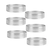 6 Pcs Mini Tart Ring Stainless Steel Tartlet Mold Circle Cutter Pie Ring Heat-Resistant Perforated Cake Mousse Molds