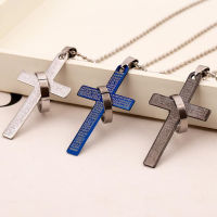 Necklace stainless steel cross bible ring pendant