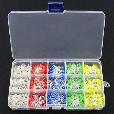 750Pcs/Box 3mm LED Diode Yellow Red Blue Green White Assortment Light DIY Kit Electrical Circuitry Parts