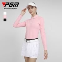 PGM Golf Long Sleeved Shirt Windproof Warm Fashionable T-shirt Lapel Design Elastic Top Autumn Winter golf wear for women YF539