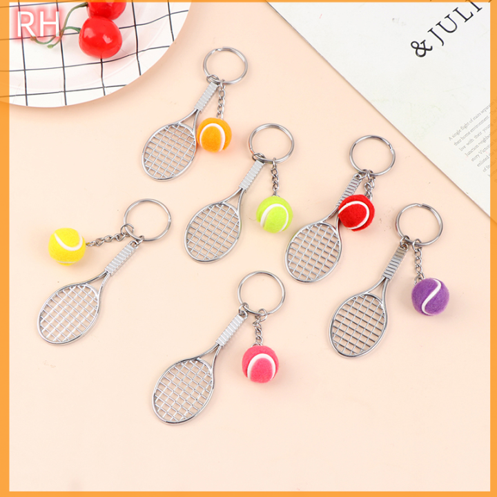 ranghe-พวงกุญแจไม้เทนนิส-น่ารักกีฬาพวงกุญแจรถมินิ6สีจี้พวงกุญแจพวงกุญแจกีฬา