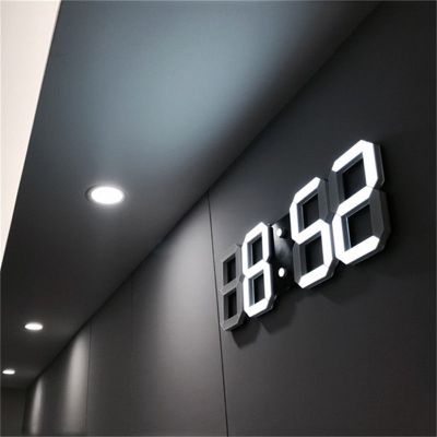 [24 Home Accessories] นาฬิกาติดผนัง LED 3D คุณภาพนาฬิกาโต๊ะดิจิตอลทันสมัยนาฬิกาปลุกเดสก์ท็อปไฟกลางคืนสำหรับห้องนั่งเล่นที่บ้าน