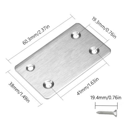 【cw】10pcs 60 X 38mm Mending Plates Stainless Steel Straight Support Shelf Flat cket Mending Plates Furniture Repair Plate Fixing ！