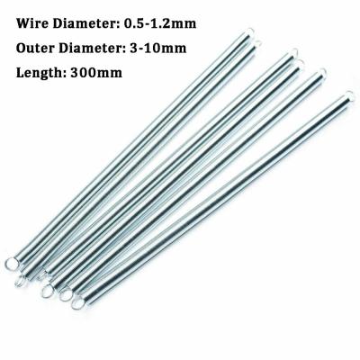 1Pcs Wire Dia 0.5-1.2mm Outer Dia 3-10mm 300mm Spring Steel Dual Hook Long Expansion Tension Spring Hardware Accessories Electrical Connectors