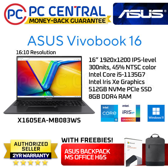 Asus Vivobook 16 X1605ea Mb083ws 16 1920x1200 Ips Intel Core I5 1135g7 8gb Ram 512gb 7068