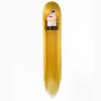 Fei-Show Straight Carnival Wig 100 CM/40 Inches Yellow/Blonde Hair Synthetic Heat Resistant Halloween Cos-Play Salon Hairpiece