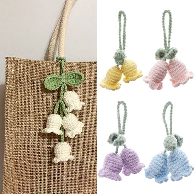 Knitted Keychain Bag Pendant Colorful Woolen Key Chain Handbag Charm Floral Car Keychain Leaf Keychain Wool Knitted Key Ring Pendant Fresh Handbag Decoration Cute Bag Charm For Women