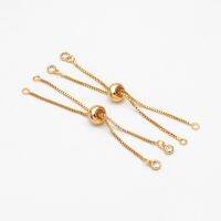 10pcs CZ Pave Gold Sliding Adjustable Bracelet Making Chains Half-finished Bracelet with Rubber Stopper Beads (GB-3591)