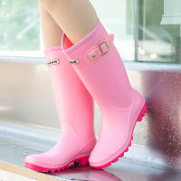 สีลูกอมรองเท้าฝนรองเท้าหญิงเข่าสูง Rainboots กันน้ำพีวีซียางน้ำรองเท้ากลางแจ้งการเกษตรรองเท้า