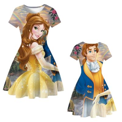 〖jeansame dress〗 Disney Beauty And The Beast เครื่องแต่งกายสำหรับสาวเจ้าหญิงเบลล์ชุดสำหรับงานเลี้ยงวันเกิดคริสต์มาสคอสเพลย์10T