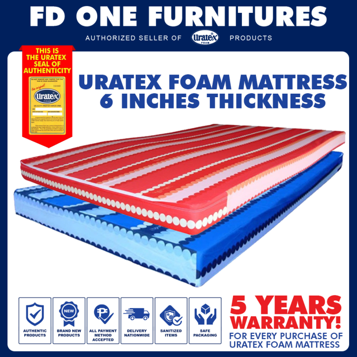 ORIGINAL URATEX MATTRESS 6 INCH THICK X 75 INCHES LENGTH ALL SIZES